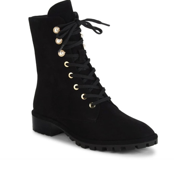 Stuart Weitzman Shoes - Sz 10. NWT Lustrous faux pearls add a subversive, feminine charm  to combat boot